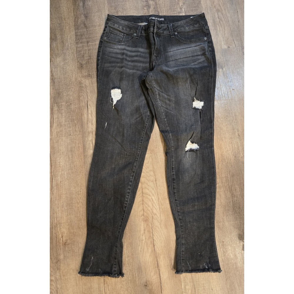Maurices Black Distressed Jeans Size L Short